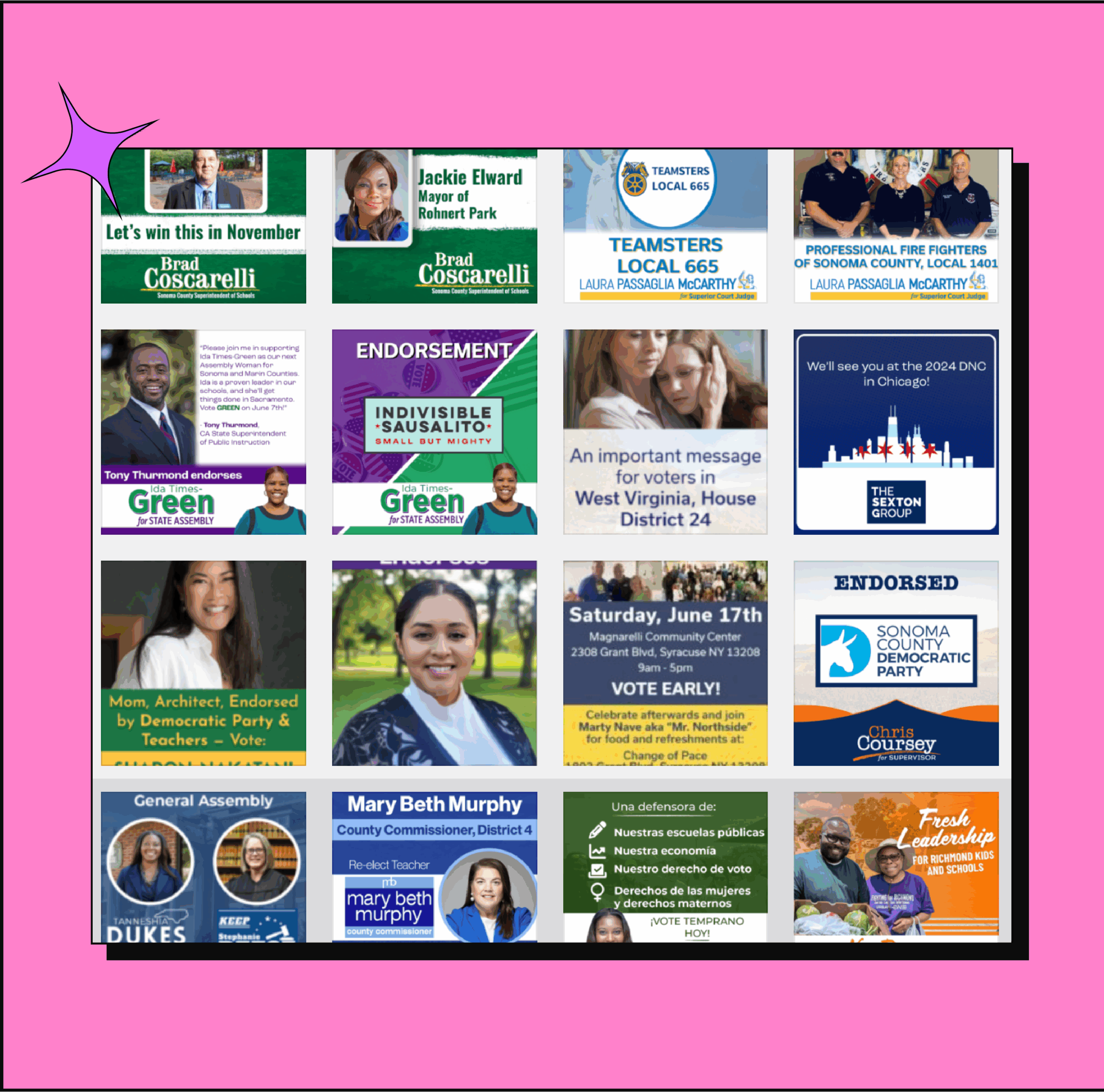 pink block with graphics